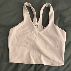 ALO Yoga Cream Racerback Crop Sports Bralette